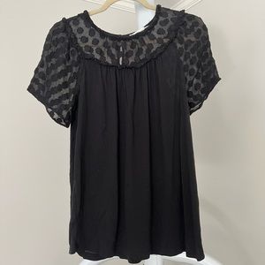 LOFT | Sheer Polka Dot Flutter Sleeve Top | size S